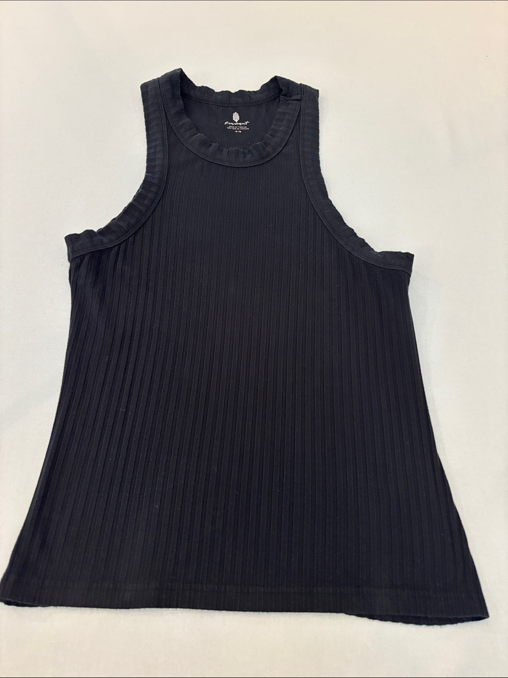 Free People Movement Women's Black Ribbed sleeveless Tank Top with High Neck. M